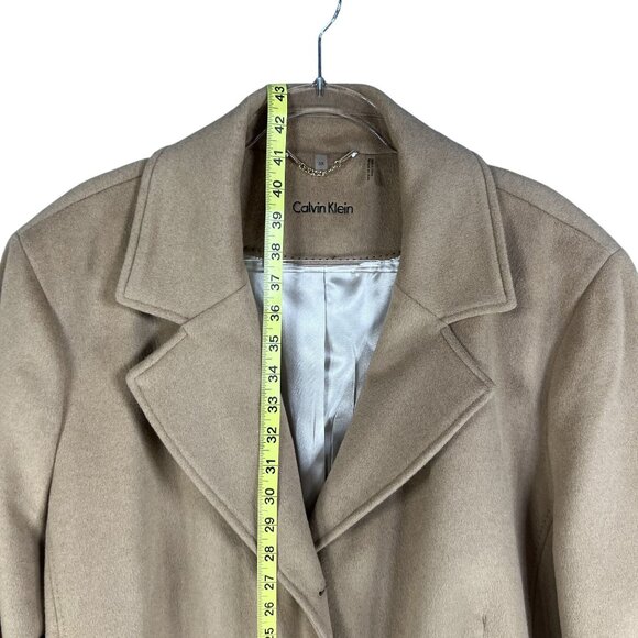 Calvin Klein NWT Womens 3X Camel Tan Wool Cashmere Blend Long Coat Quiet Luxury - Picture 15 of 16